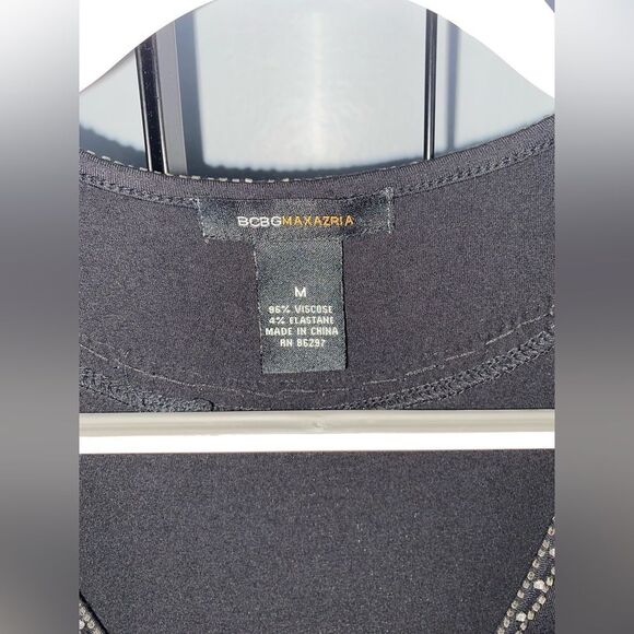 BCBGMaxAzria black button down midi dress with silver button and beading EUC - Picture 2 of 7